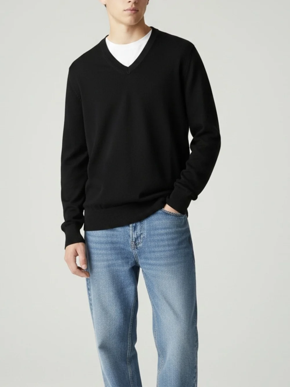 Banana Republic Men's Black V-Neck Sweater